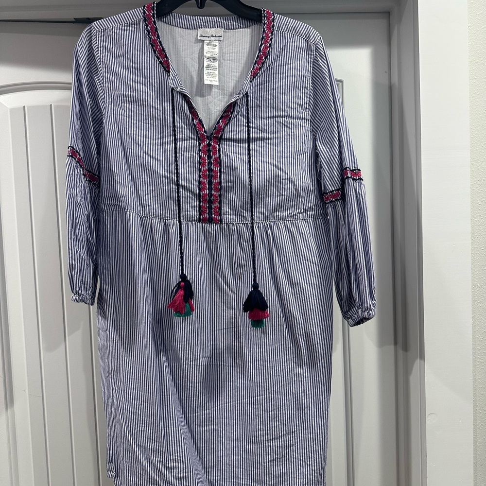Tommy Bahama Striped Tunic Dress with Embroidered Details